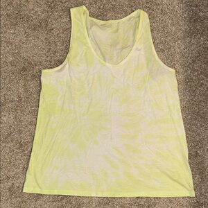 Athleta Light Yellow Tie-Dye Tank Top